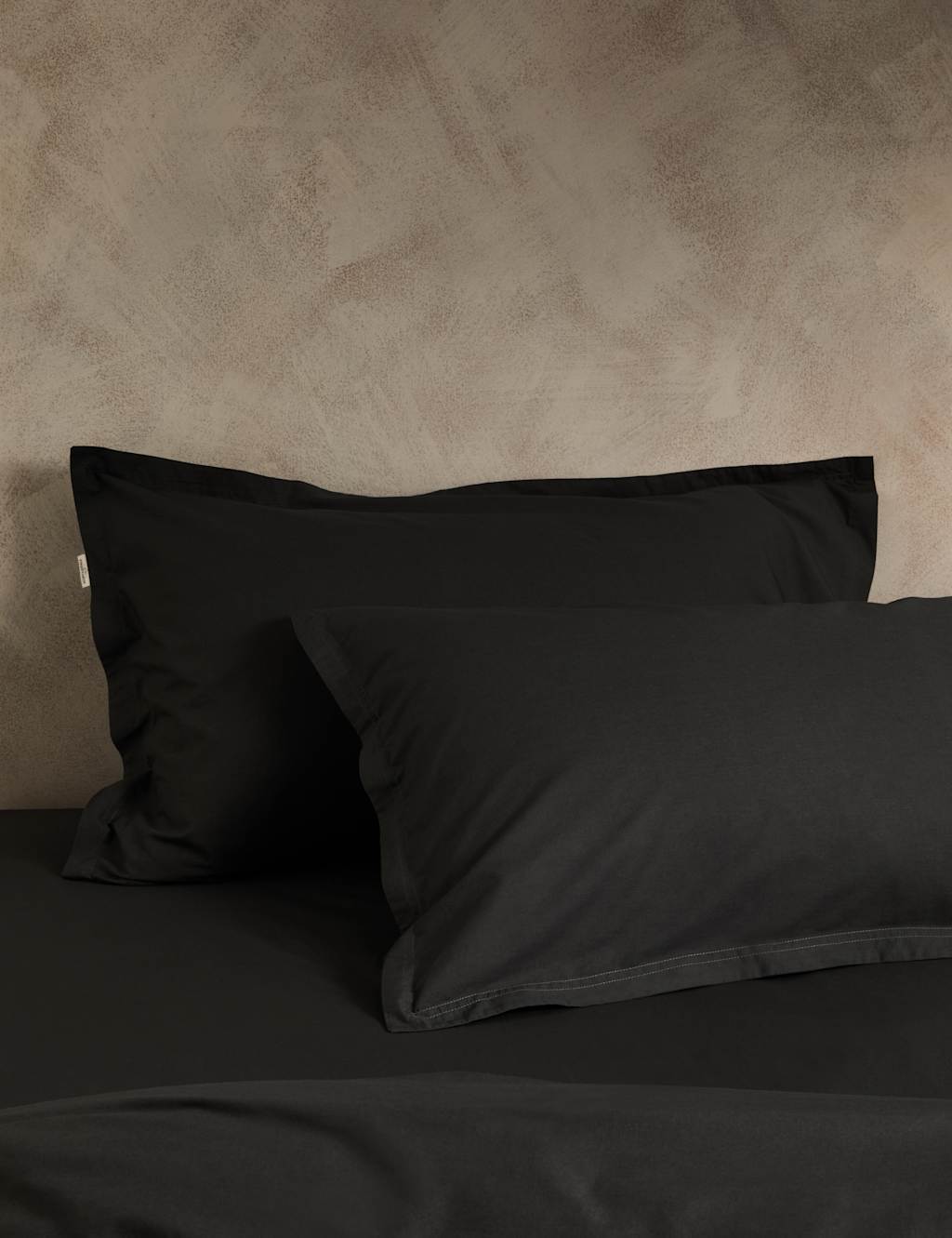 M&S X Fired Earth 2 Pack Washed Cotton Oxford Pillowcases Charcoal