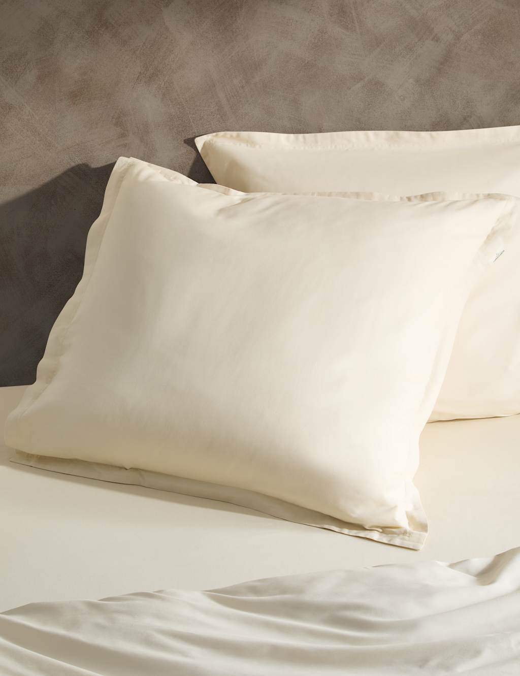 M&S X Fired Earth 2 Pack Washed Cotton Square Pillowcases Travertina Crema