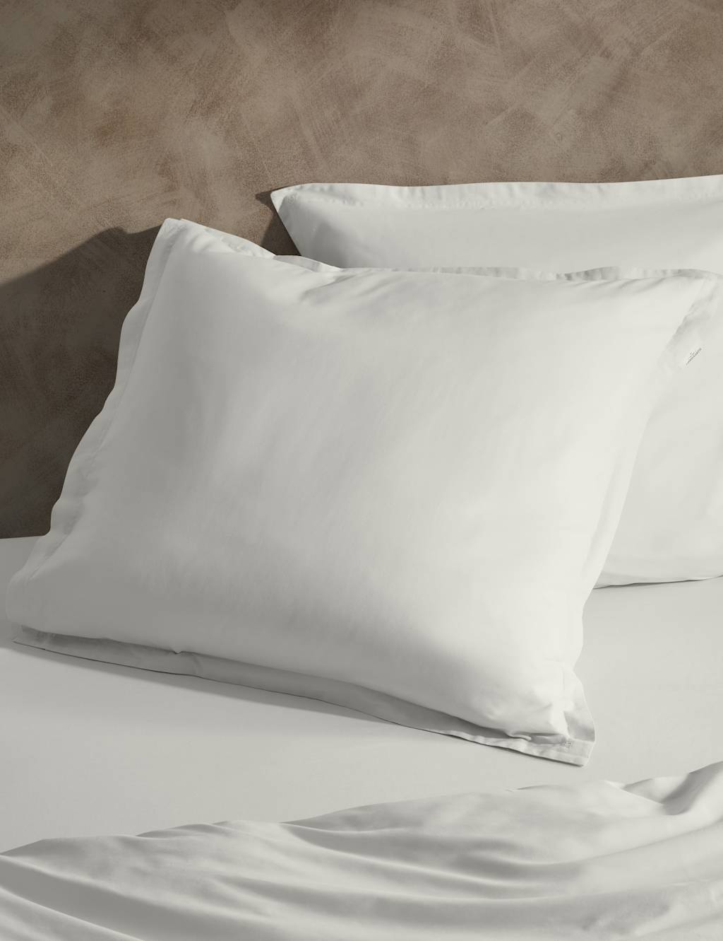 M&S X Fired Earth 2 Pack Washed Cotton Square Pillowcases Dover Cliffs
