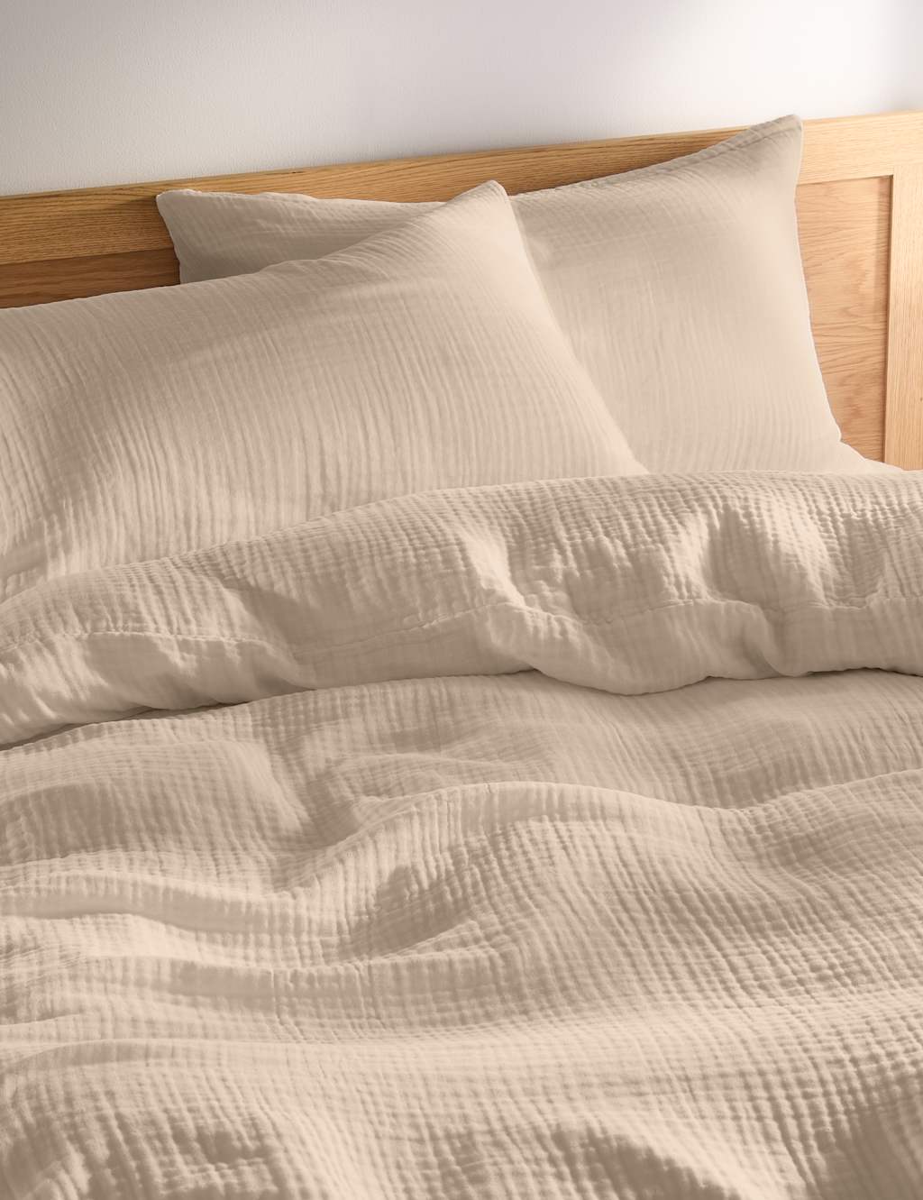 M&S Pure Cotton Muslin Bedding Set Sand