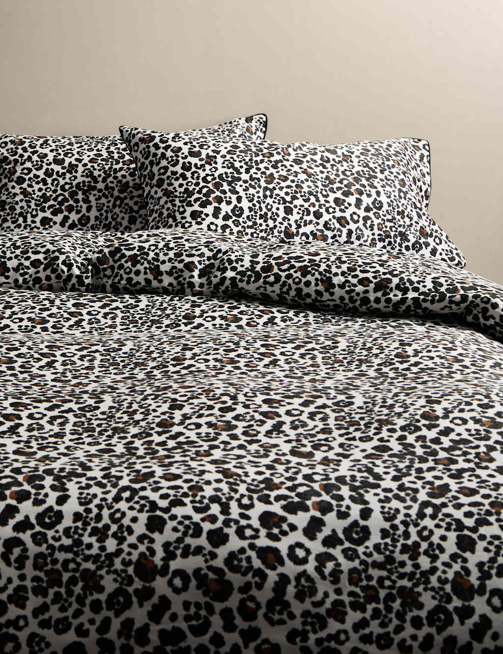 M&S Pure Cotton Leopard Print Bedding Set Brown Mix