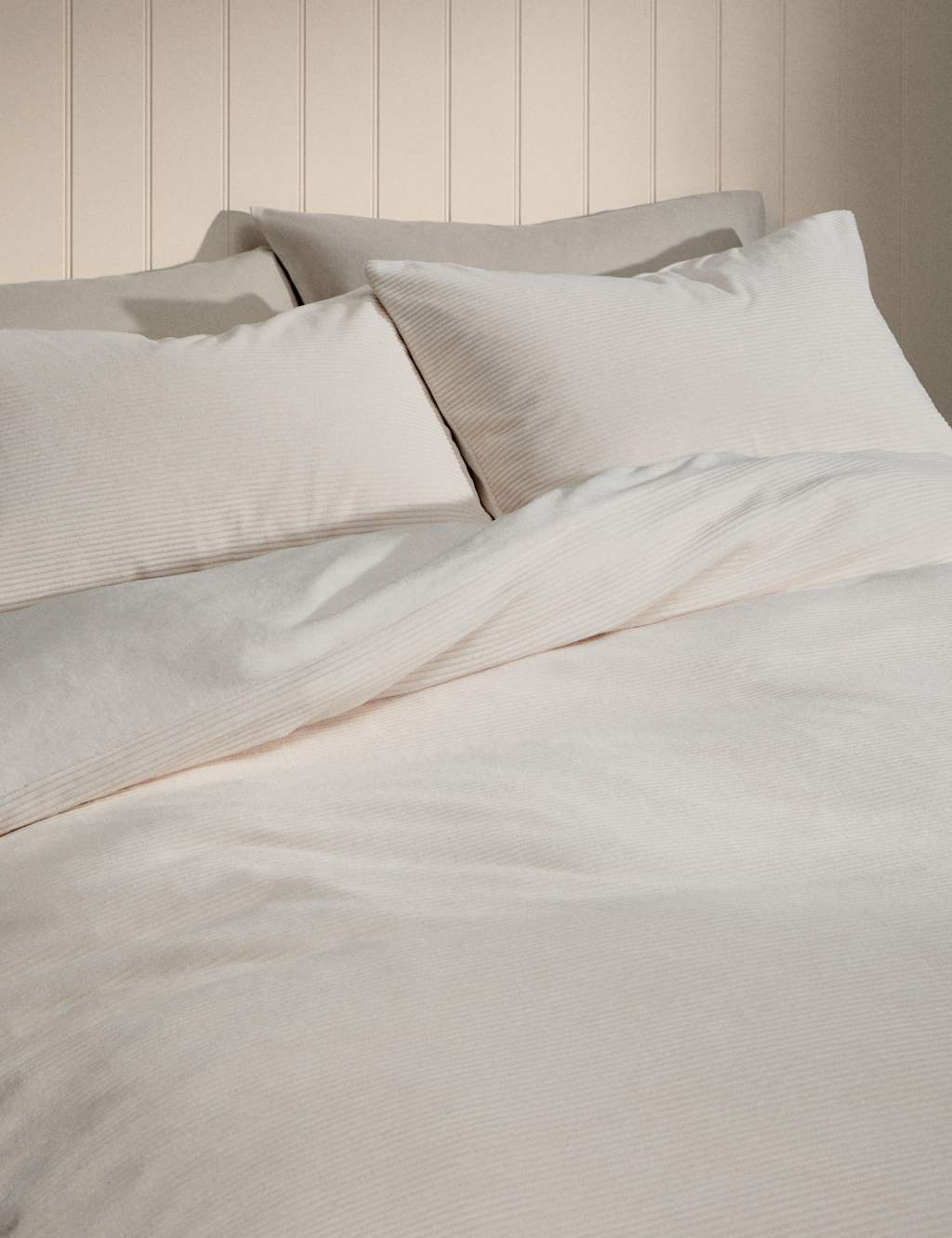 M&S Cord Fleece Bedding Set Cream