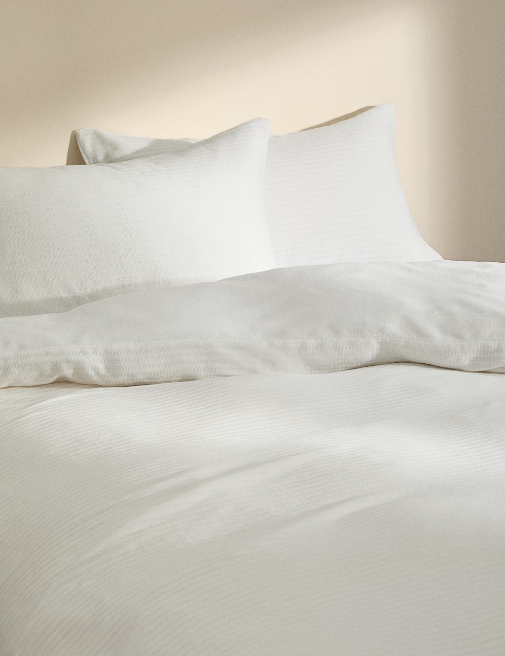 M&S Chenille Striped Bedding Set White