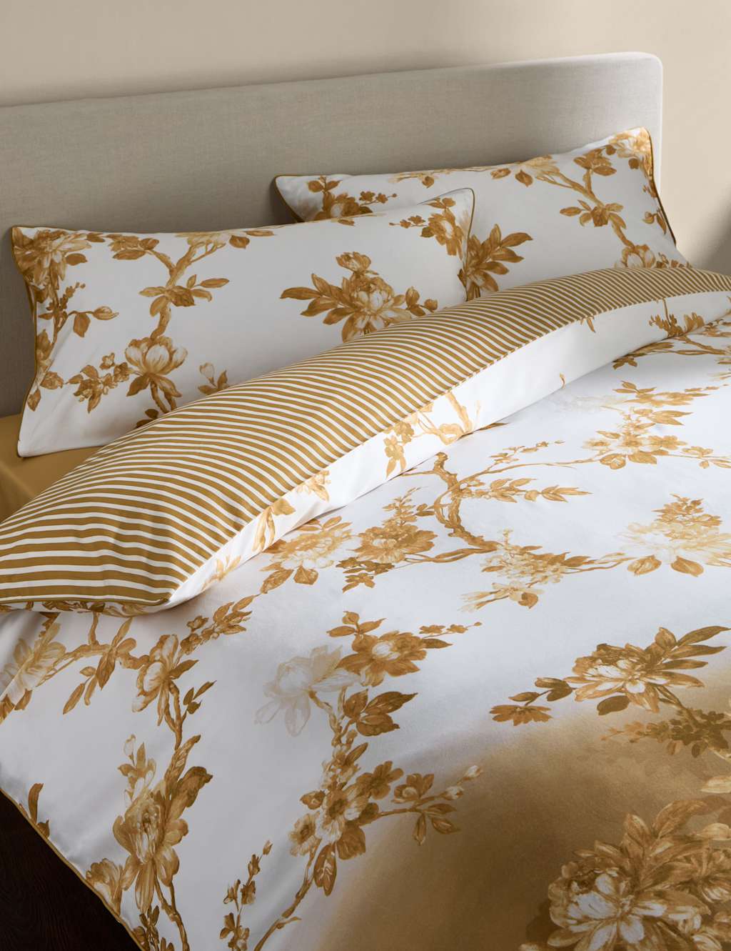 M&S Sateen Isaline Bedding Set Honey Mix