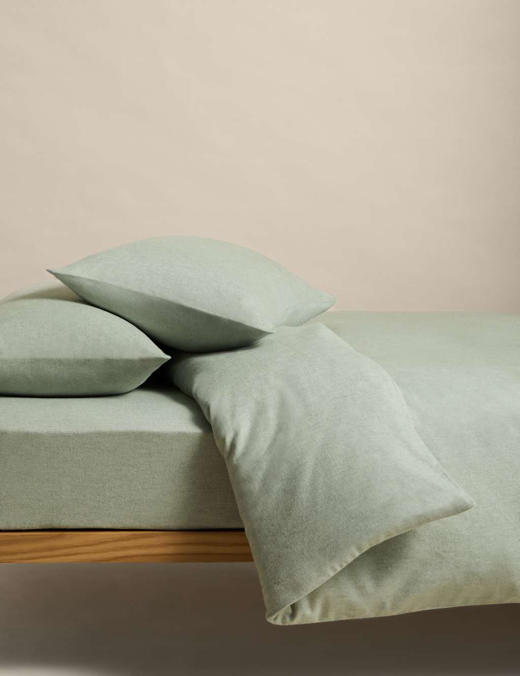 M&S Brushed Cotton Twill Bedding Set - Single (3 ft) - Medium Green