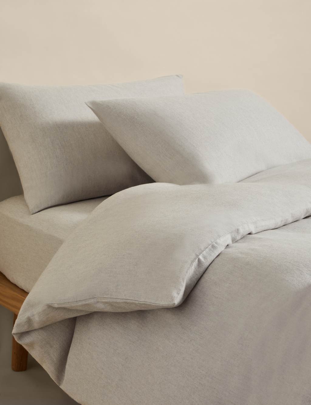 M&S Brushed Cotton Twill Bedding Set - King Size (5 ft) - Light Grey
