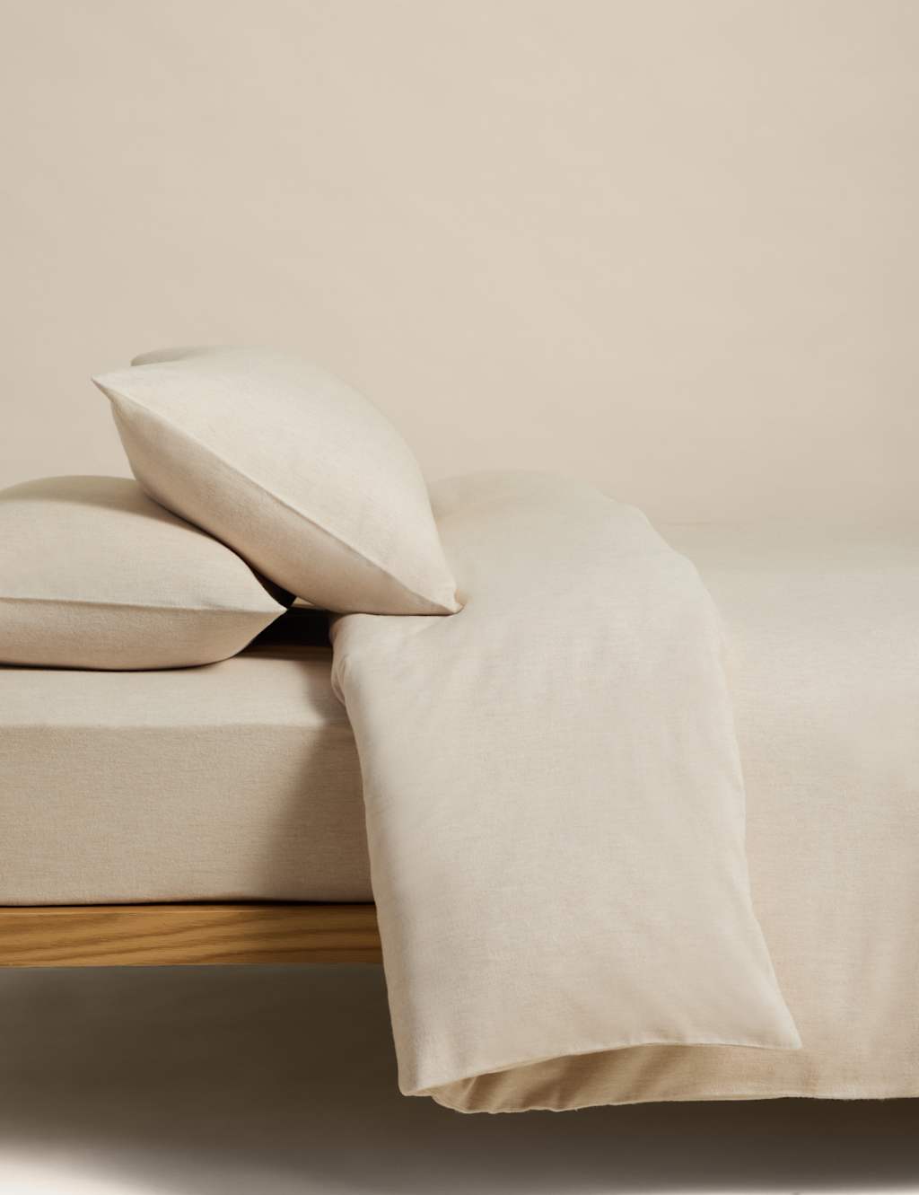 M&S Brushed Cotton Twill Bedding Set - Single (3 ft) - Natural