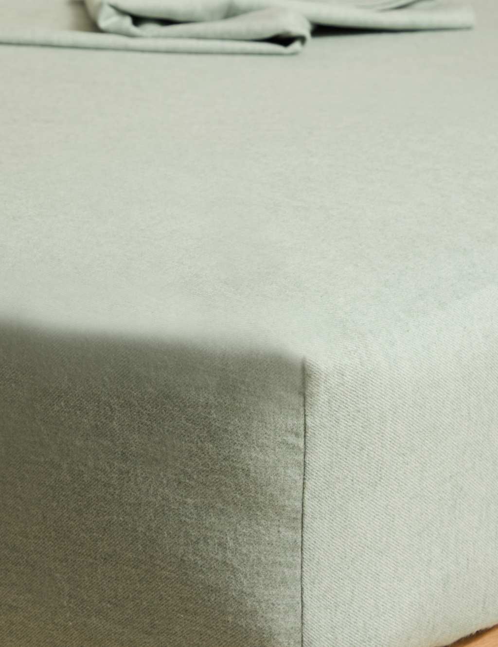 M&S Brushed Cotton Twill Deep Fitted Sheet - Single (3 ft) - Medium Green