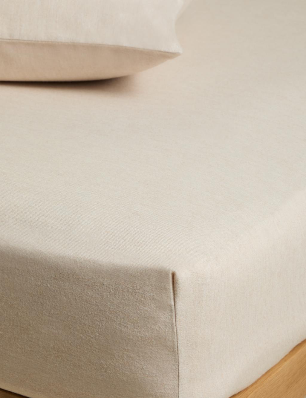 M&S Brushed Cotton Twill Deep Fitted Sheet - Single (3 ft) - Natural