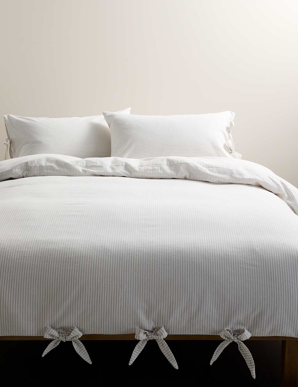 M&S Pure Cotton Yarn Dye Tie Bedding Set Grey Mix