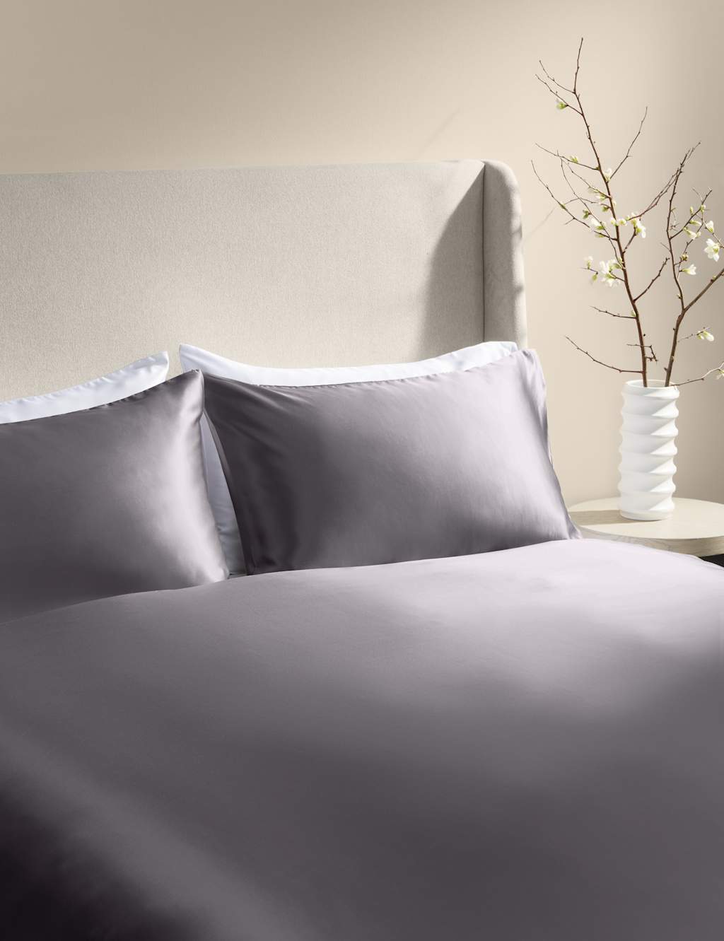 M&S X Kelly Hoppen Silk Blend Bedding Set - Double (4 ft 6) - Grey