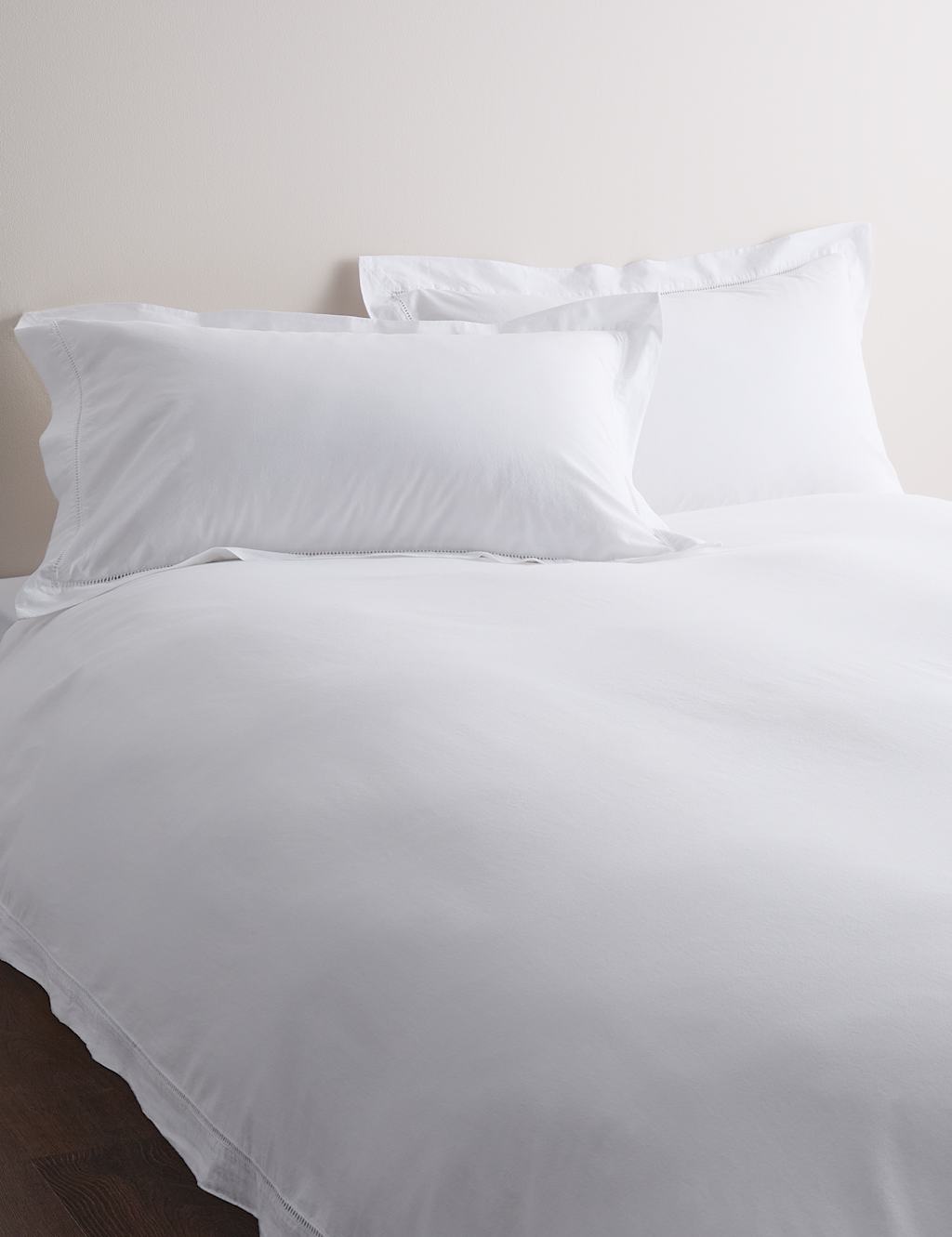 M&S Pure Cotton Ladder Stich Bedding Set White