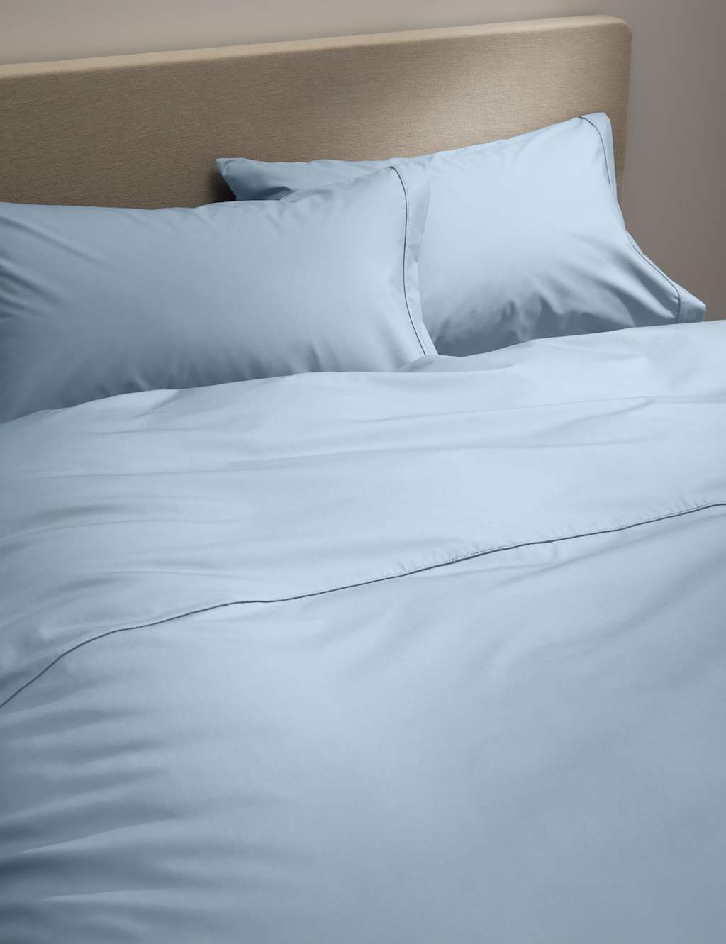 M&S Egyptian Cotton 230 Thread Count Crisp Duvet Cover Light Wedgewood