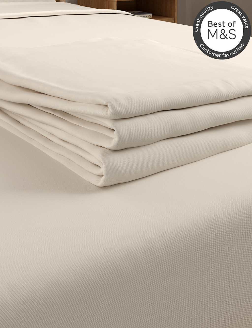 M&S Egyptian Cotton 230 Thread Count Flat Sheet - Single (3 ft) - Cream