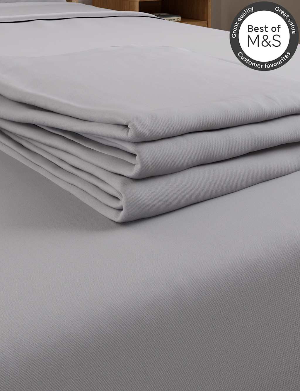 M&S Egyptian Cotton 230 Thread Count Flat Sheet - Single (3 ft) - Silver Grey