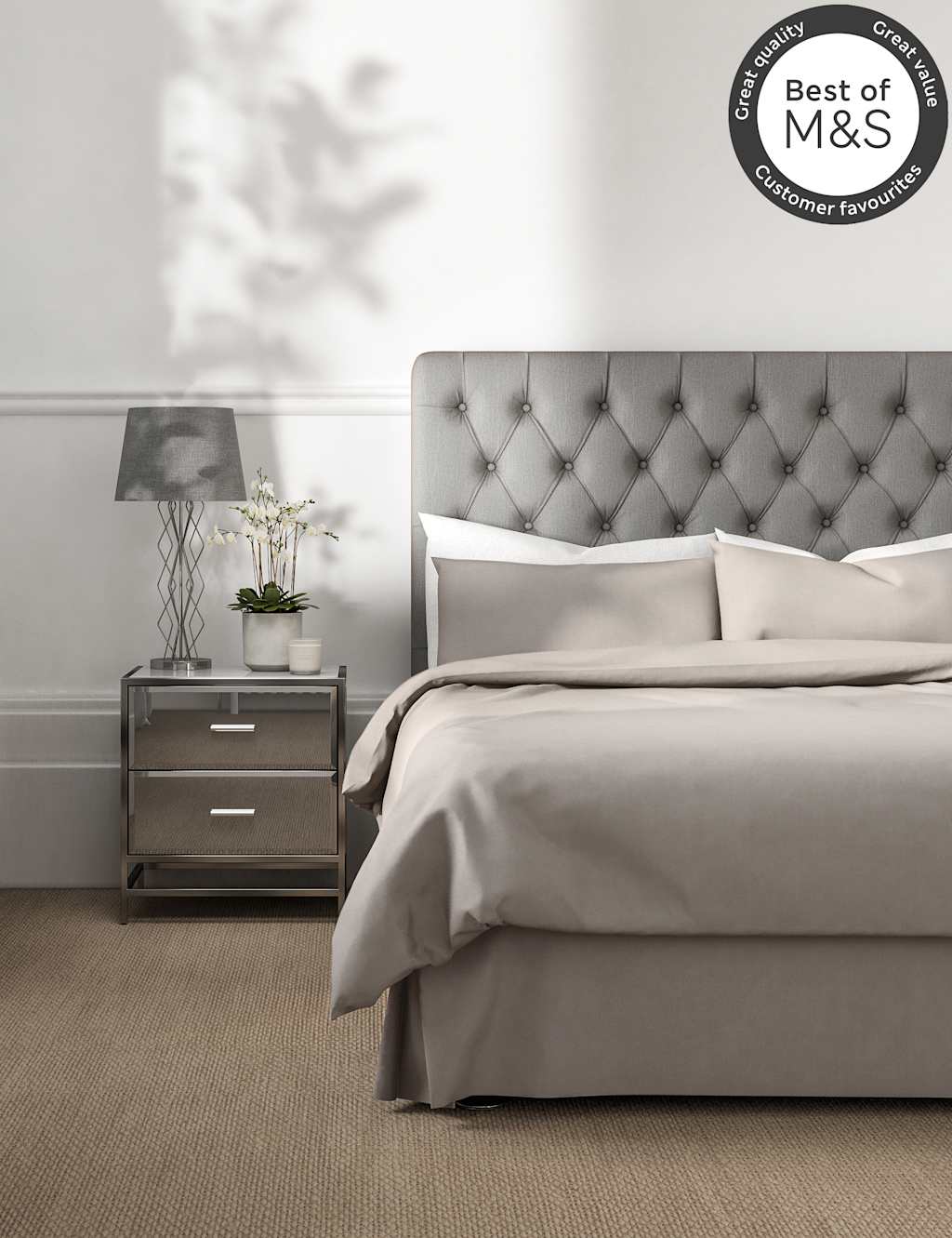 M&S Egyptian Cotton 230 Thread Count Crisp Valance - Single (3 ft) - Mink