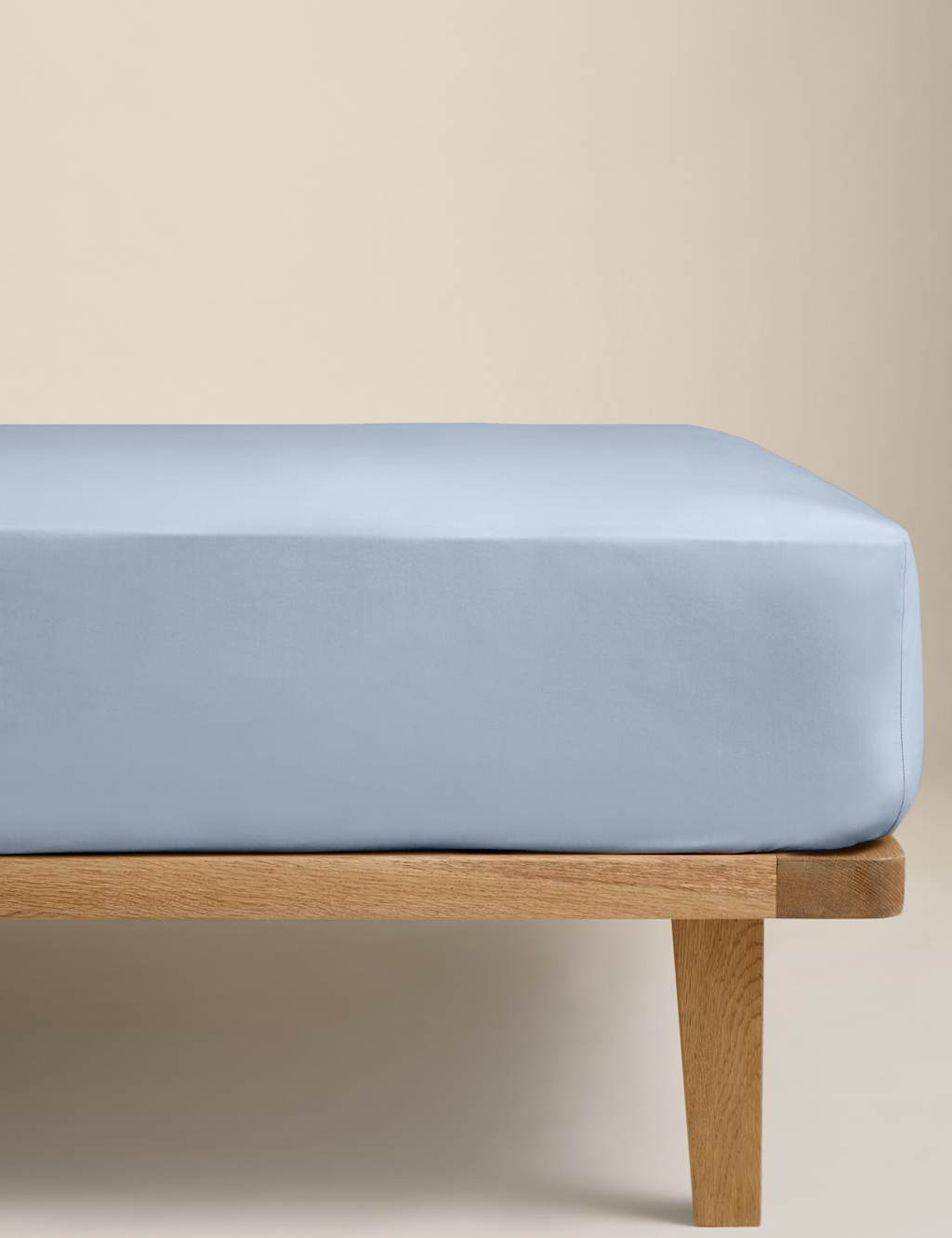 M&S Egyptian Cotton 230 Thread Count Crisp Deeper Fitted Sheet Steel Blue