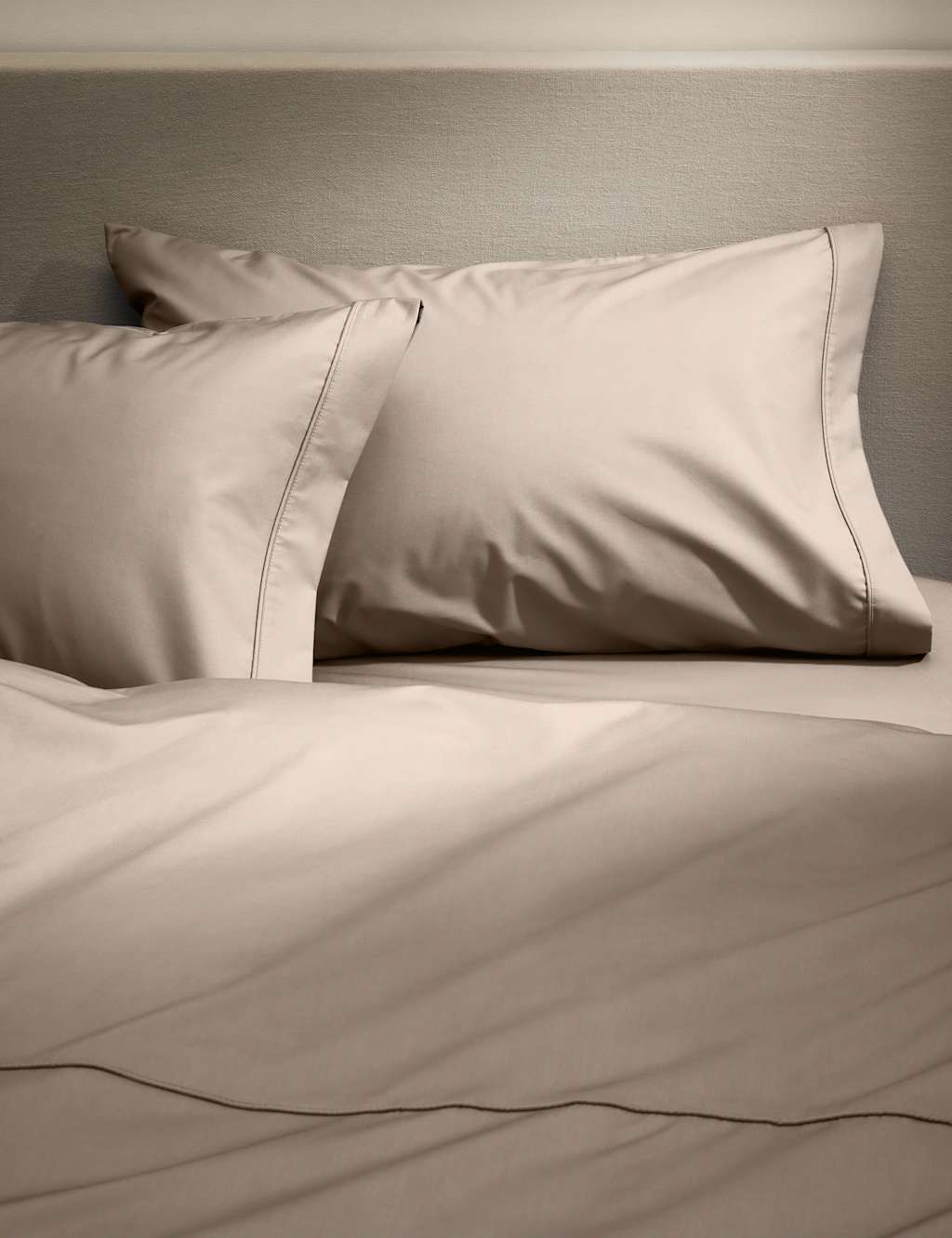 M&S 2 Pack Egyptian Cotton 230 Thread Count King Size Pillowcases - Mink