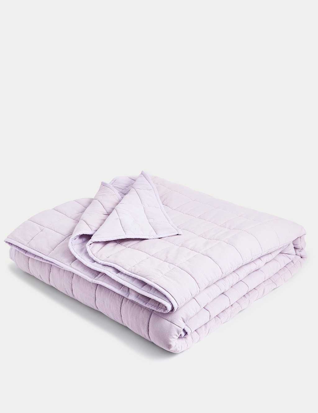 M&S Cotton Rich Quilted Throw - XL - King Size - Lilac