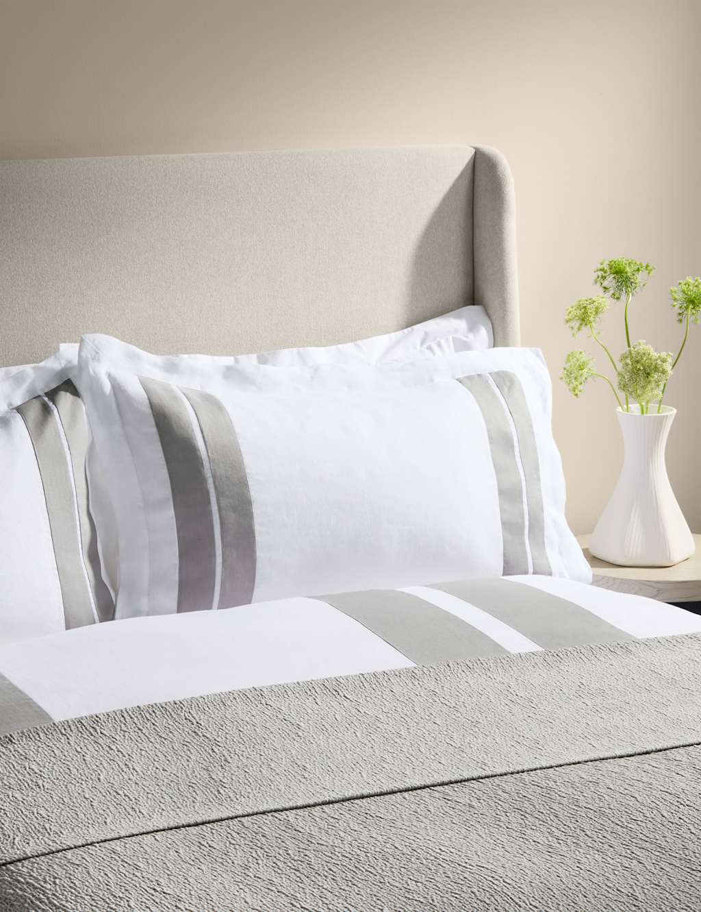 M&S X Kelly Hoppen Pure Cotton Textured Jacquard Bedspread - Medium - Single - Grey