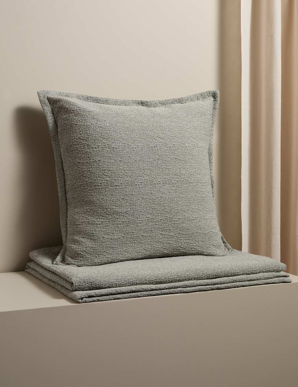 M&S X Kelly Hoppen Pure Cotton Jacquard Large Decorative Cushion - Grey