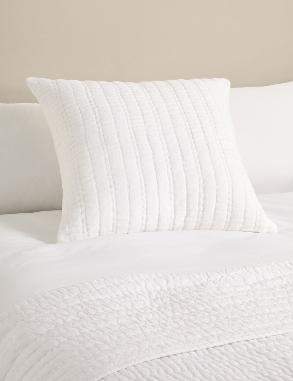 M&S Pure Linen Textured Large Decorative Cushion - White