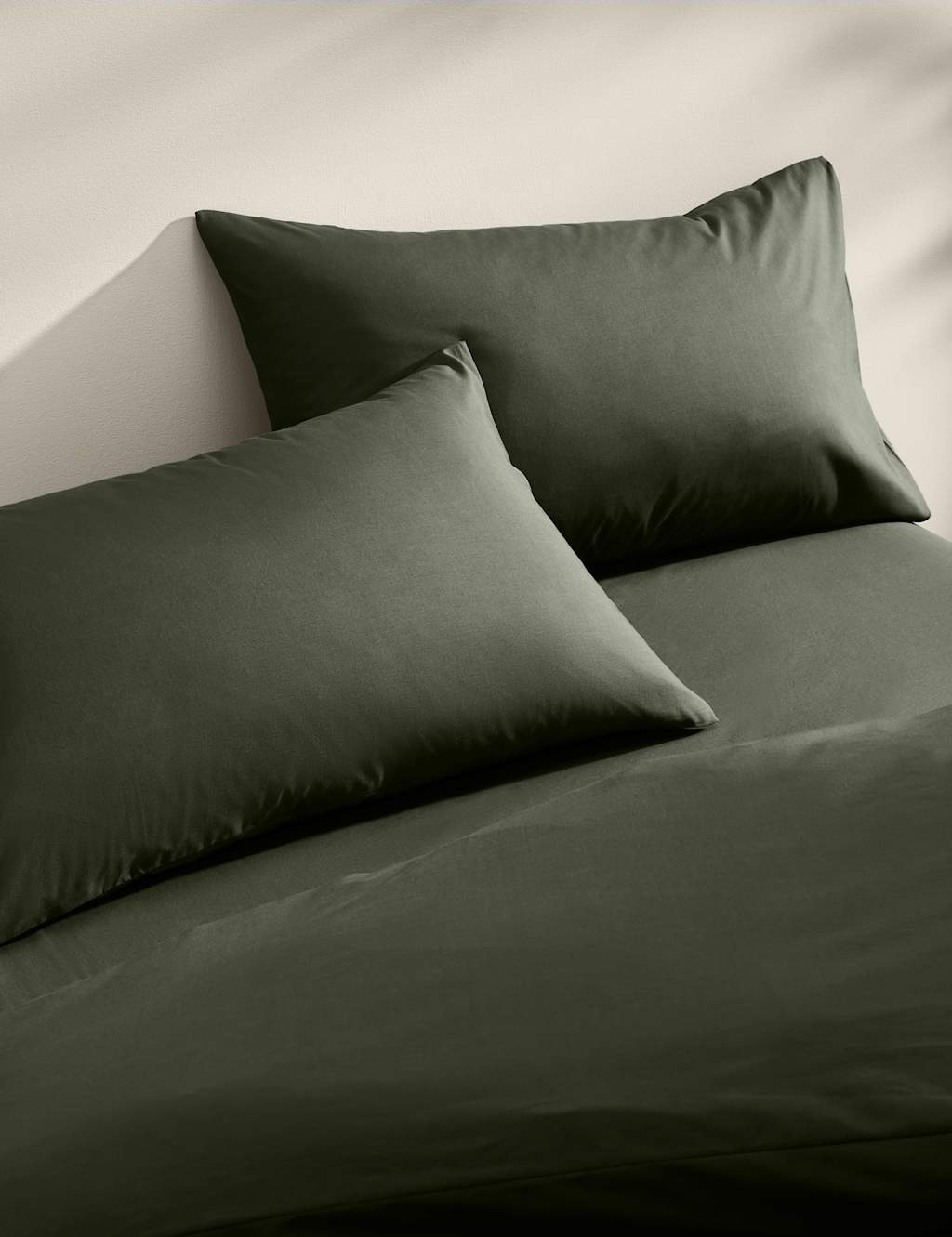 M&S 2 Pack Cotton Rich Pillowcases Olive