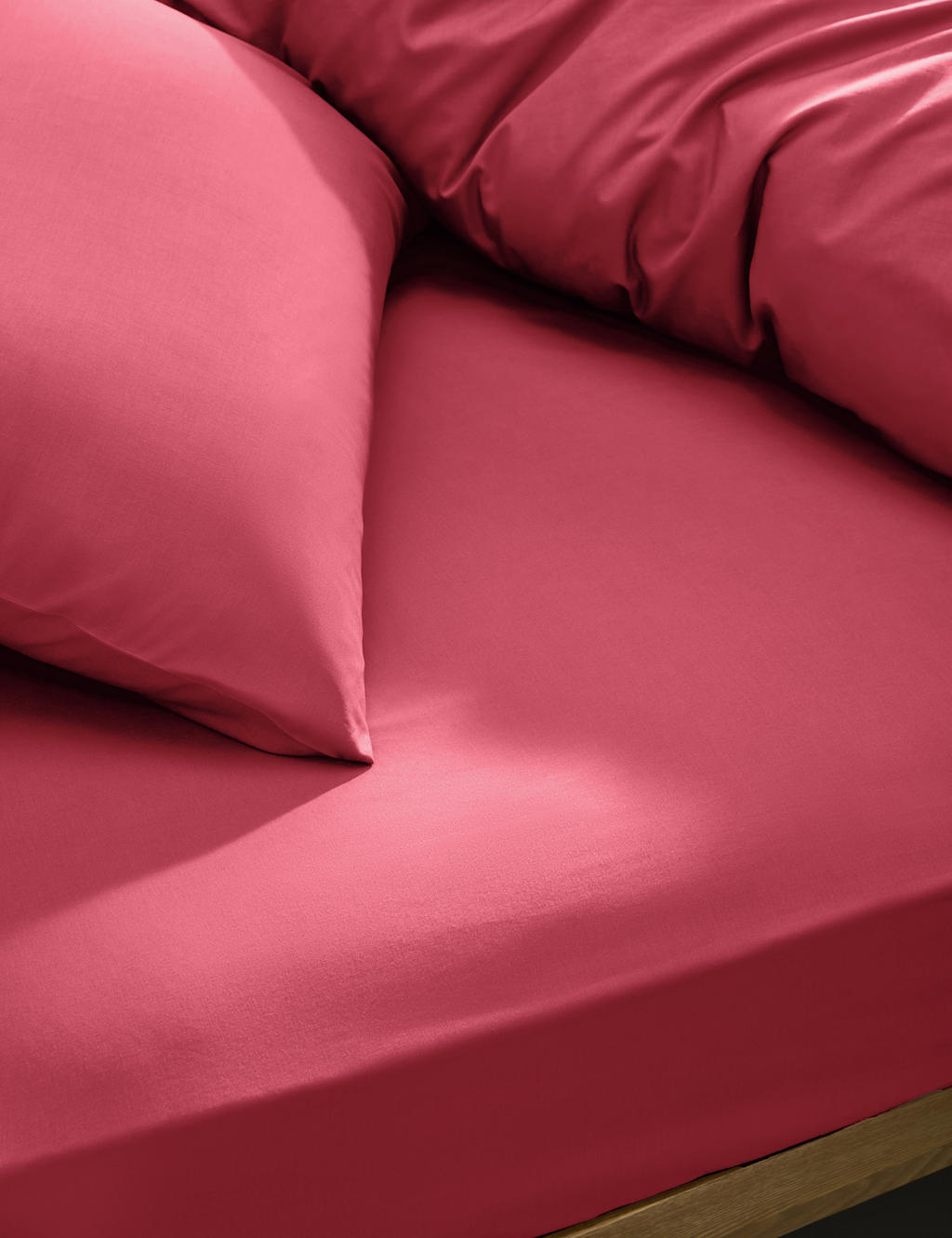 M&S Cotton Rich Deep Fitted Sheet Raspberry