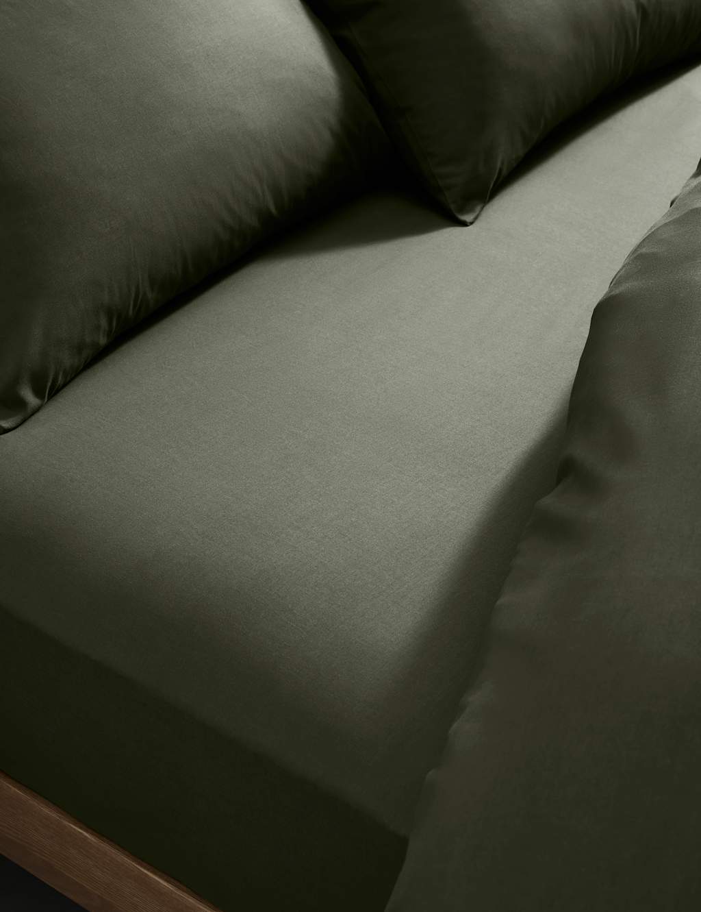 M&S Cotton Rich Deep Fitted Sheet Olive