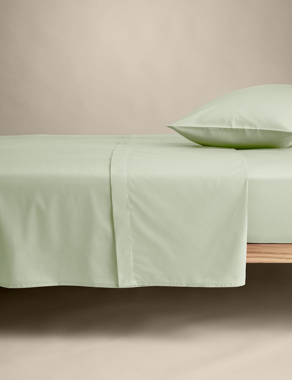 M&S Cotton Rich Flat Sheet Willow Green