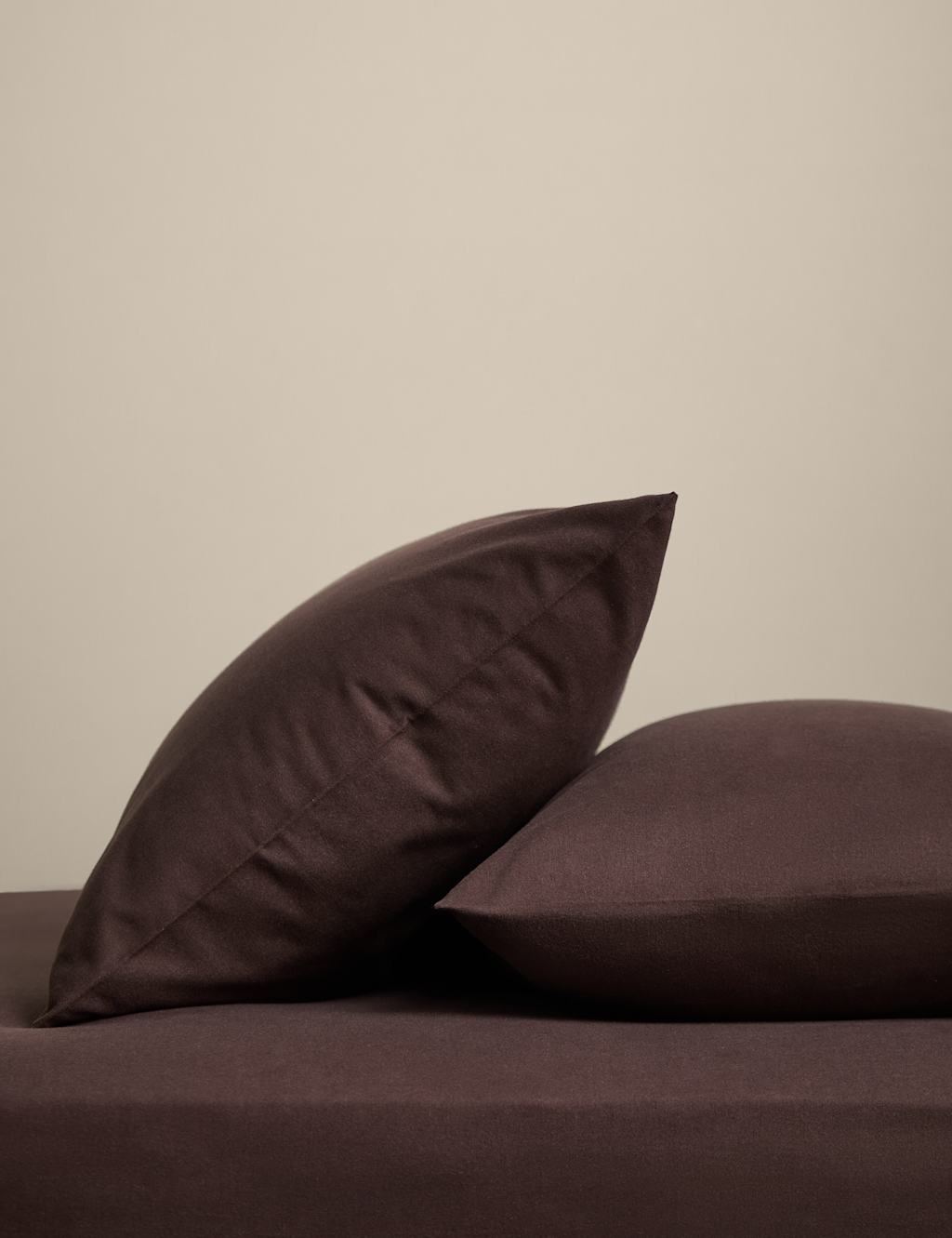 M&S 2 Pack Pure Brushed Cotton Pillowcases Coffee