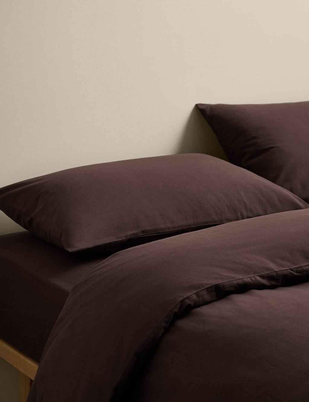 M&S Pure Brushed Cotton Bedding Set Coffee
