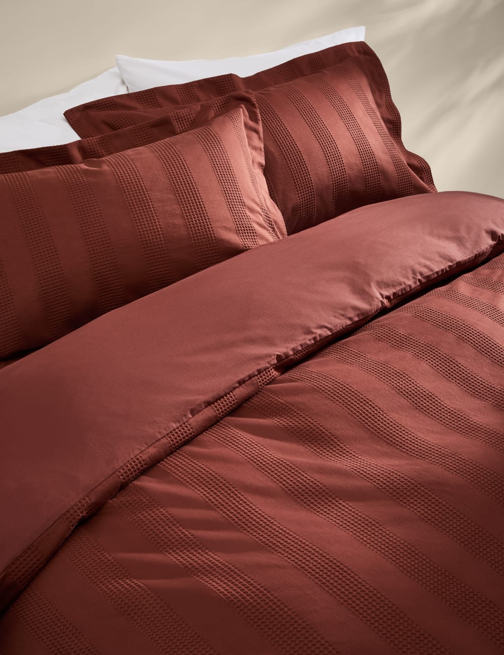 Pure Cotton Striped Waffle Bedding Set