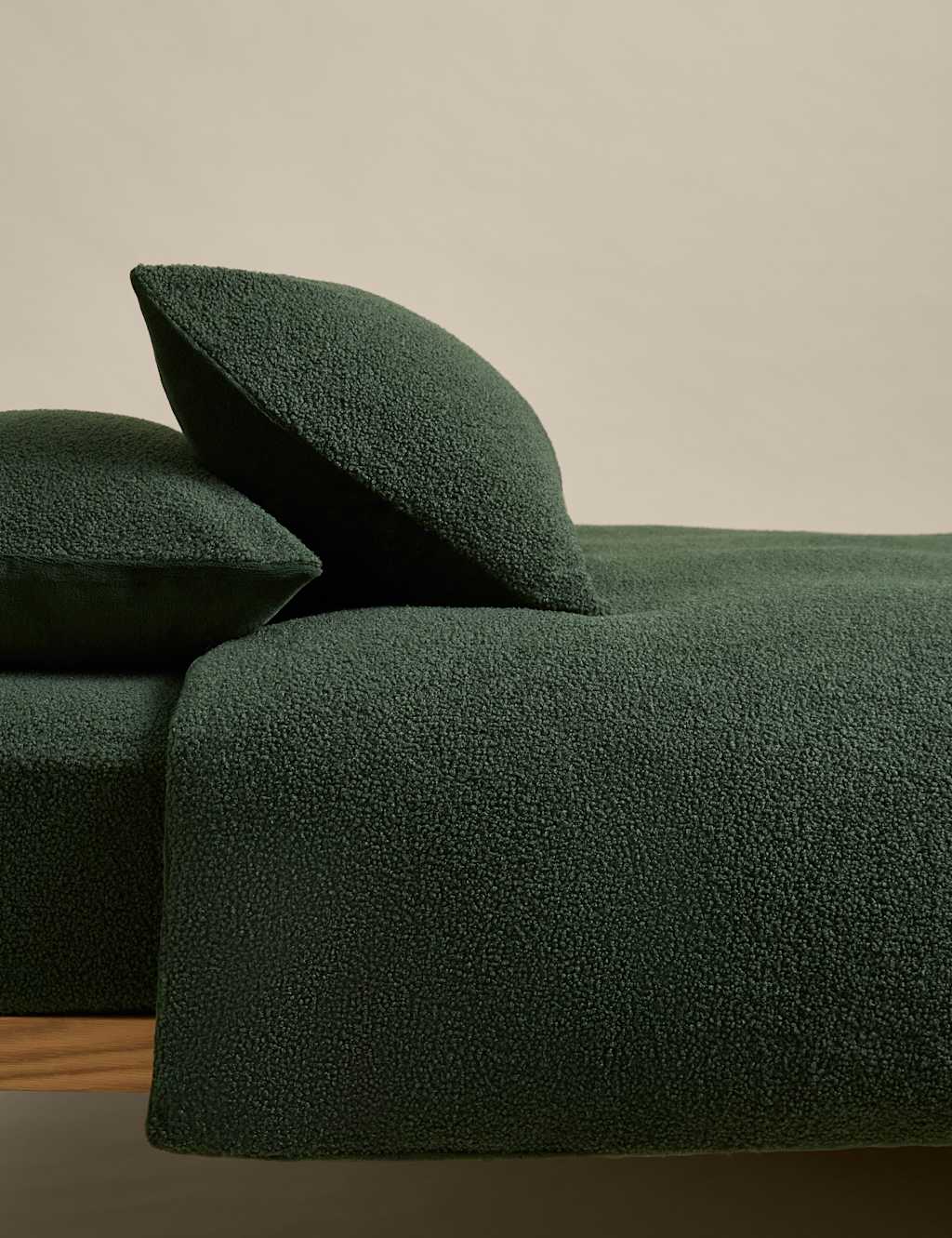 M&S Borg Fleece Bedding Set Forest Green