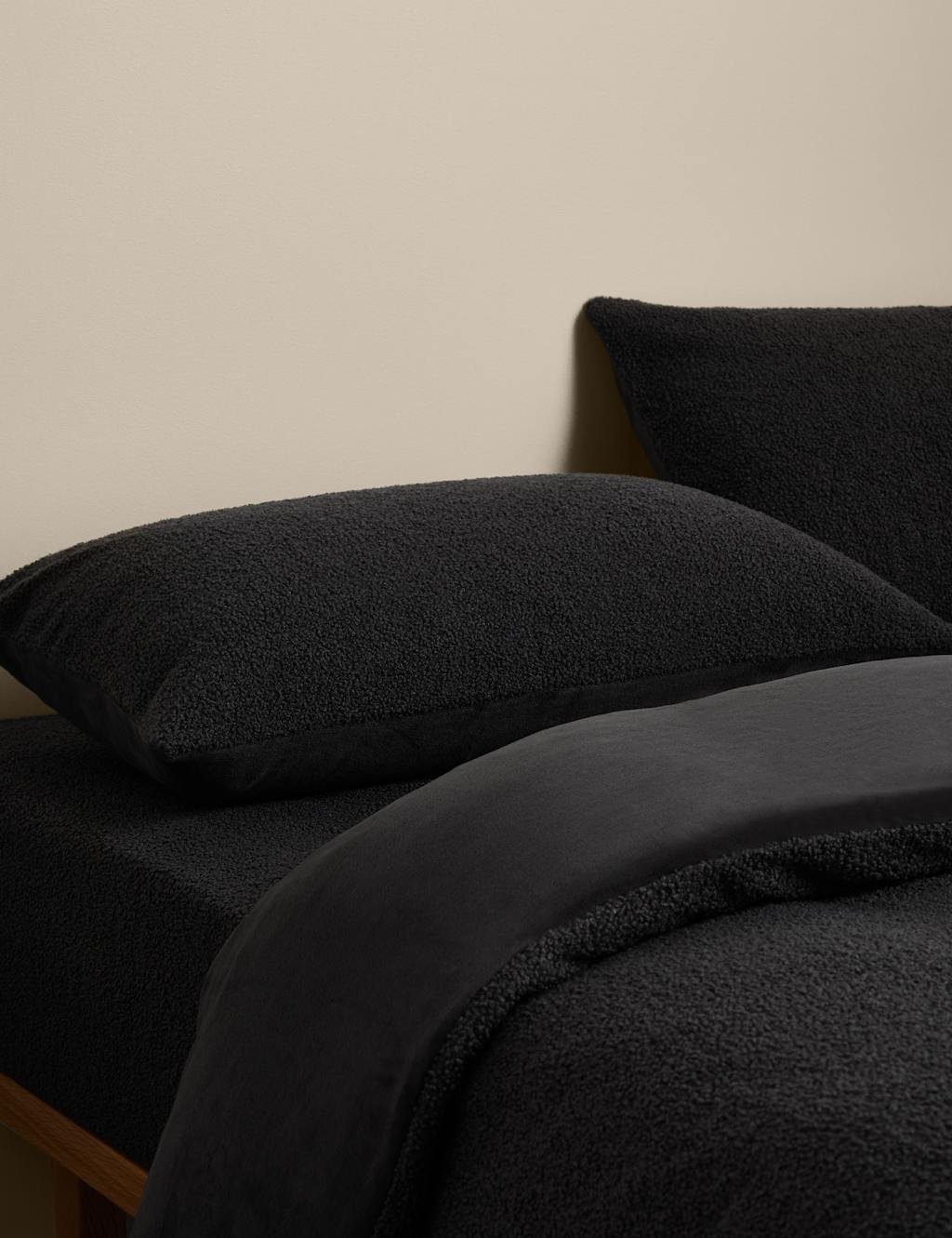 M&S Cosy Fleece Bedding Set Charcoal