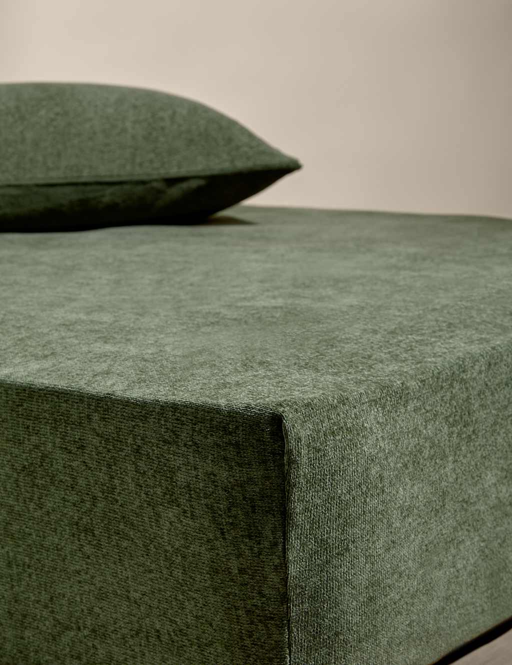 M&S Chenille Deep Fitted Sheet Forest Green
