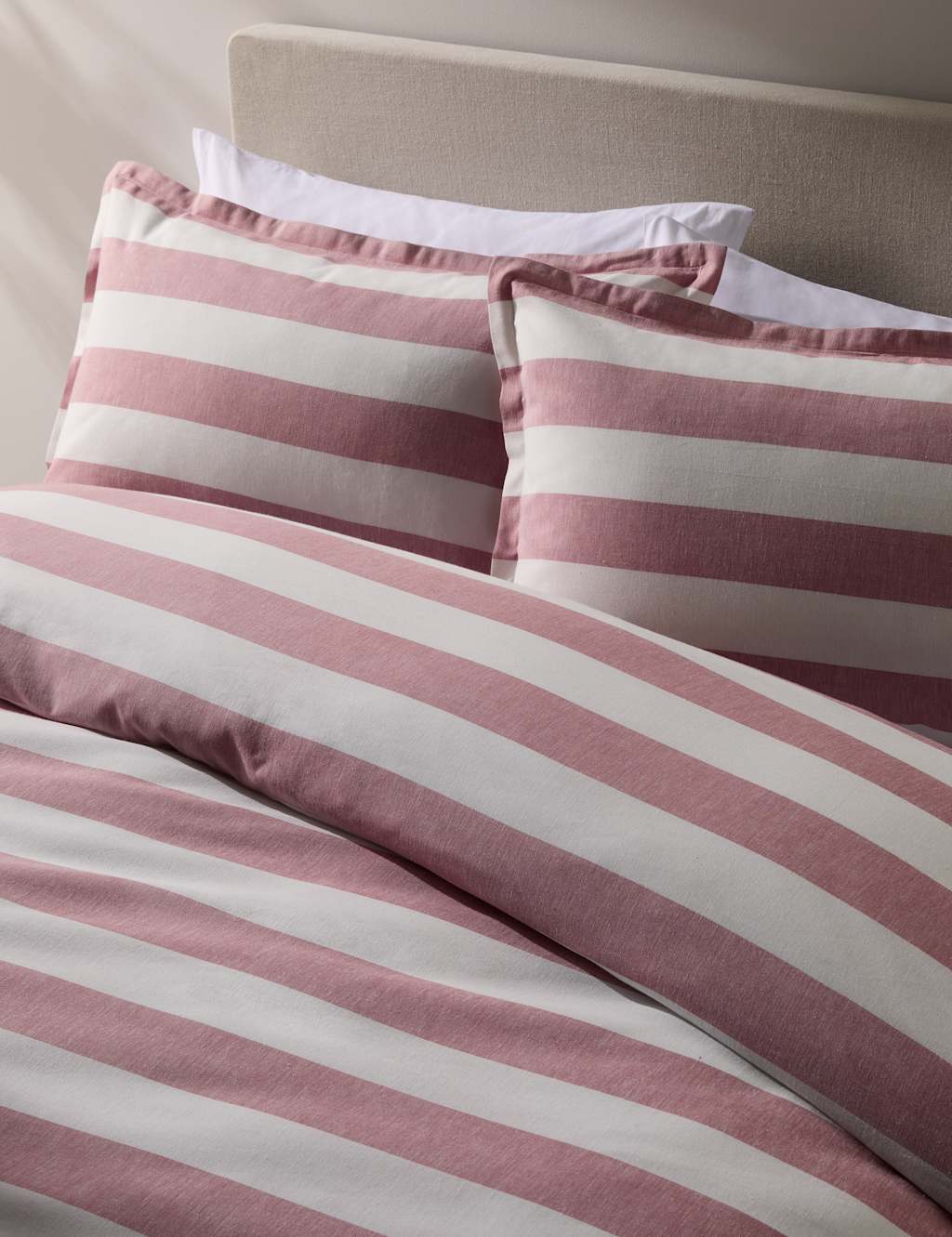 Linen Blend Striped Bedding Set