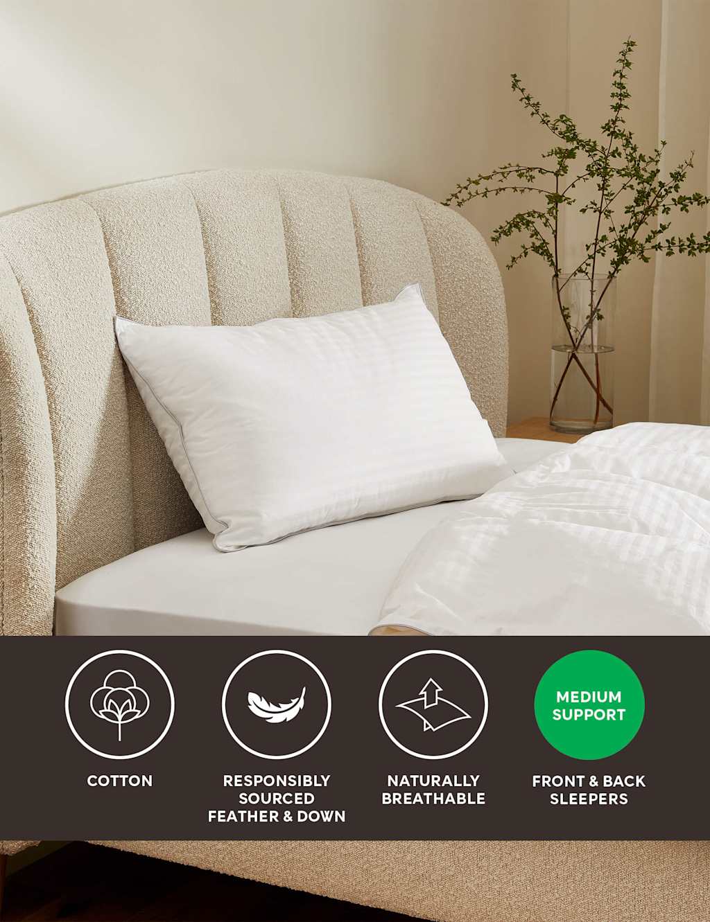 Luxury Hungarian Goose Down Medium Pillow