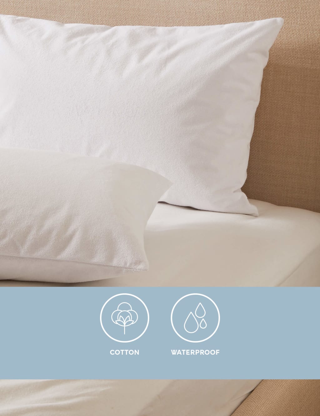 2pk Terry Waterproof Pillow Protectors