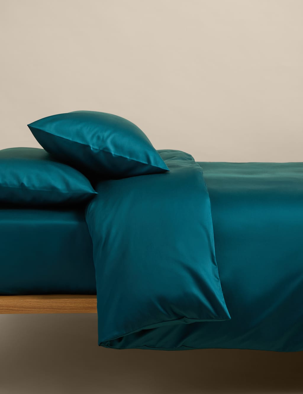 M&S Pure Cotton Sateen 400 Thread Count Bedding Set Dark Teal