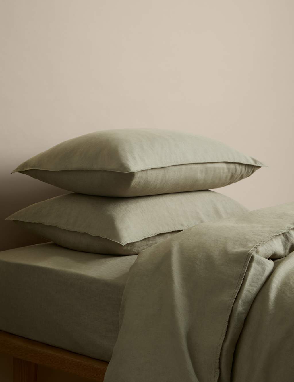 M&S Pure Linen Bedding Set Soft Khaki