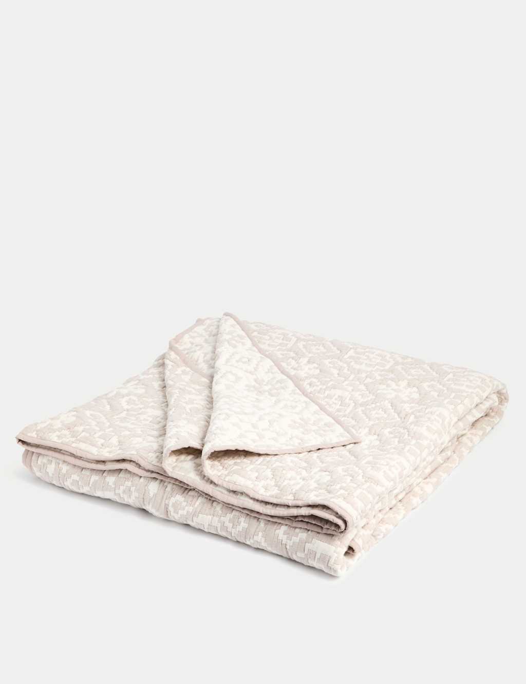 M&S X Fired Earth Pure Cotton Ikat Geometric Bedspread - Medium - Single - Malm