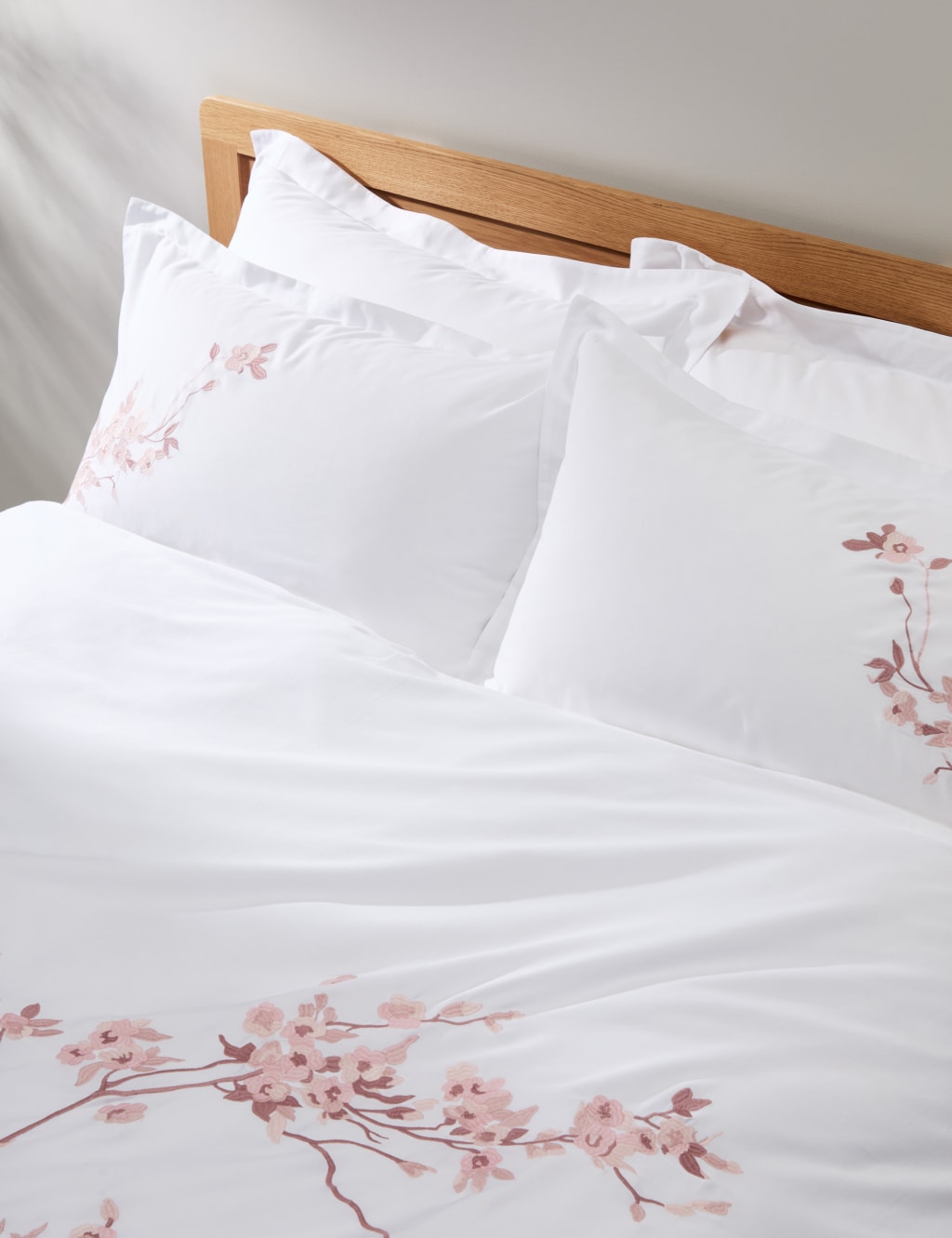 Trailing Cherry Blossom Embroidered Bedding Set