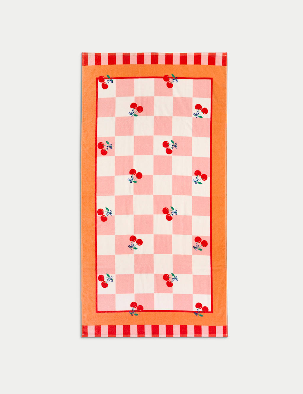 Pure Cotton Cherry Checked Beach Towel