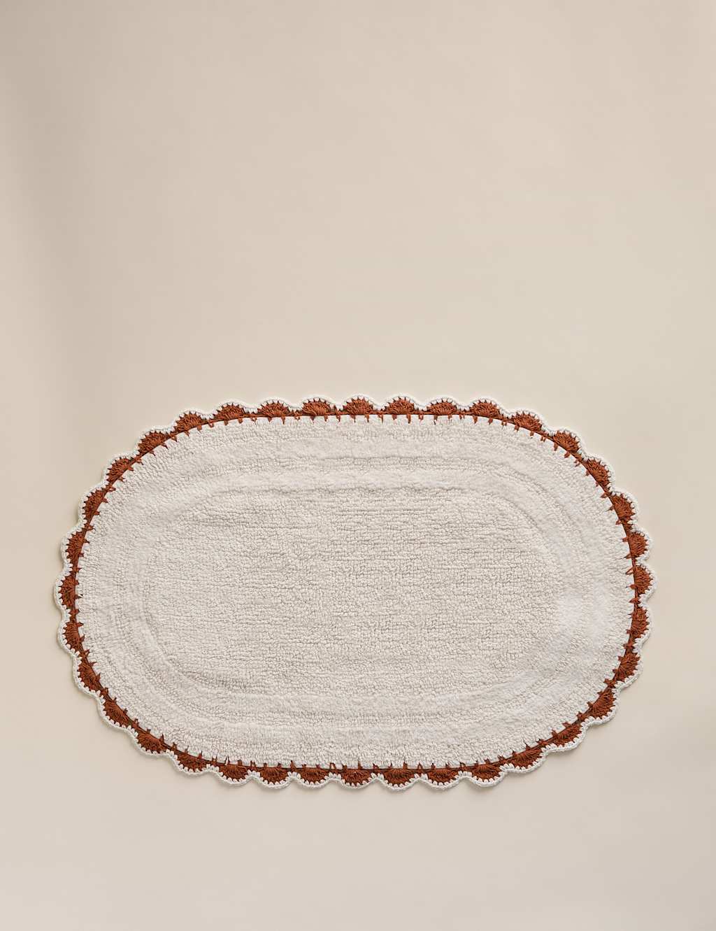 M&S Pure Cotton Scallop Oval Bath Mat Cream Mix