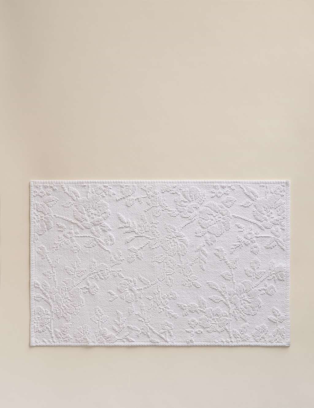 M&S Pure Cotton Floral Bath Mat White