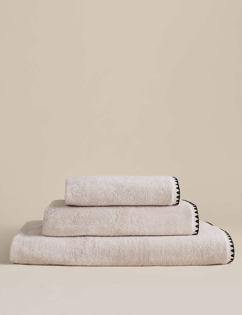 M&S Egyptian Cotton Blanket Stitch Towel - Bath Sheet - Linen