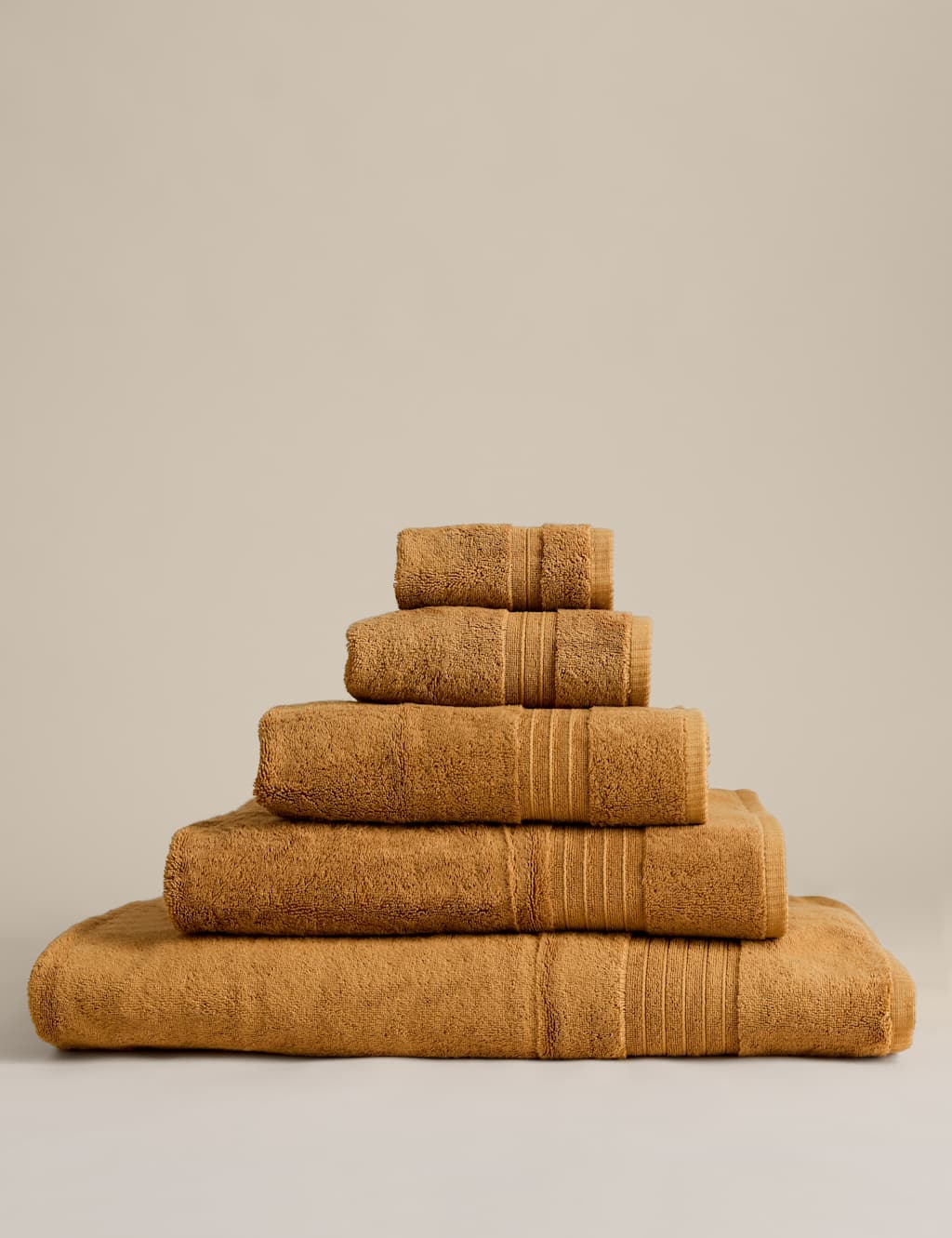 M&S Egyptian Cotton Towel - 2 Pack Face Towels - Antique Gold