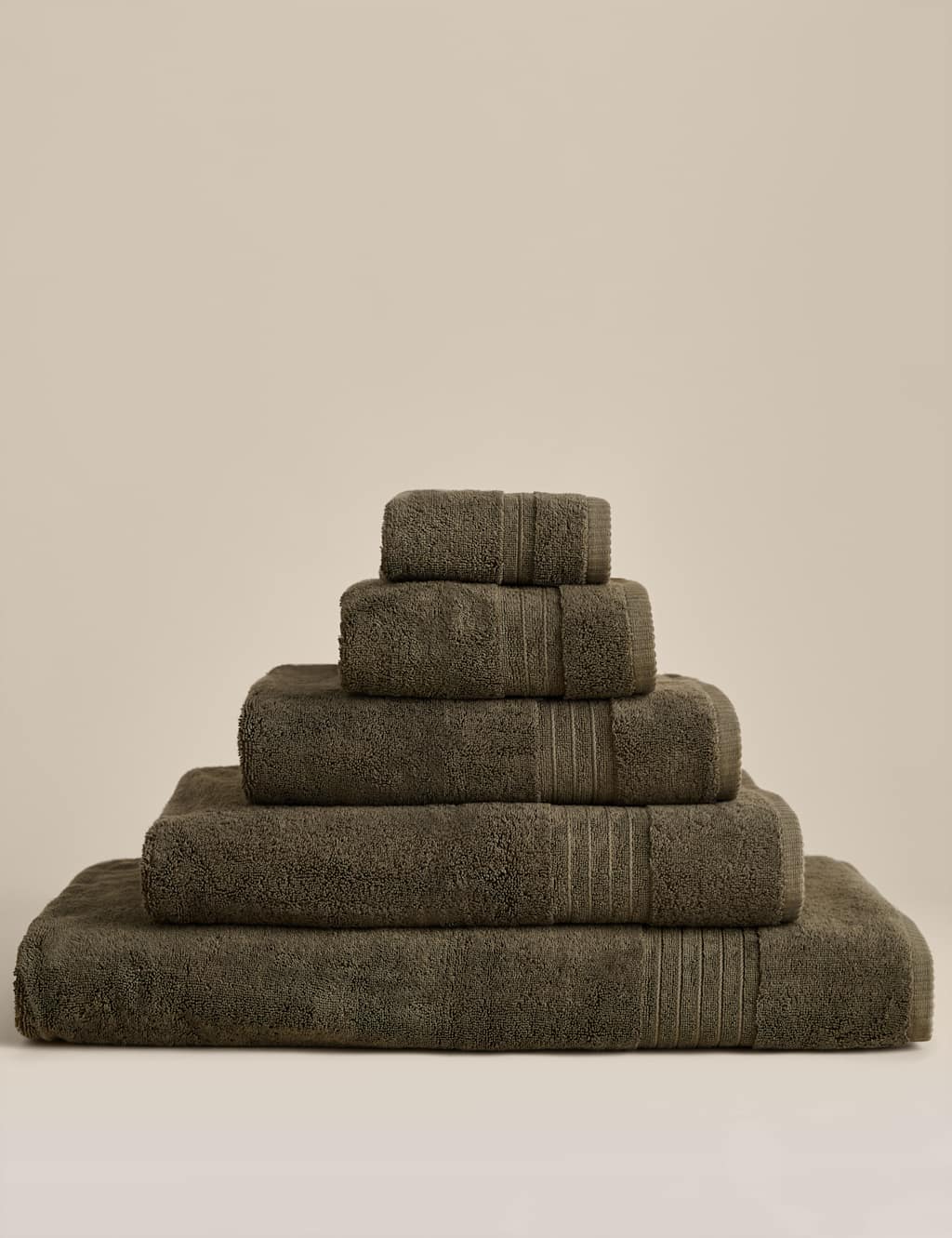 M&S Egyptian Cotton Towel - 2 Pack Face Towels - Khaki