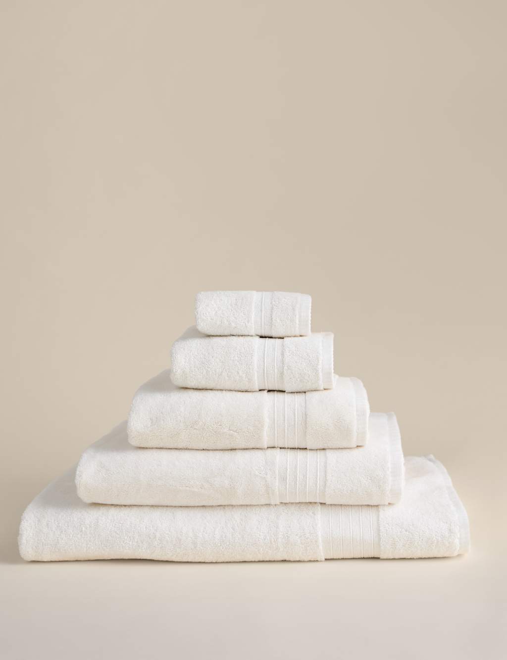 M&S Egyptian Cotton Towel - 2 Pack Face Towels - Ivory